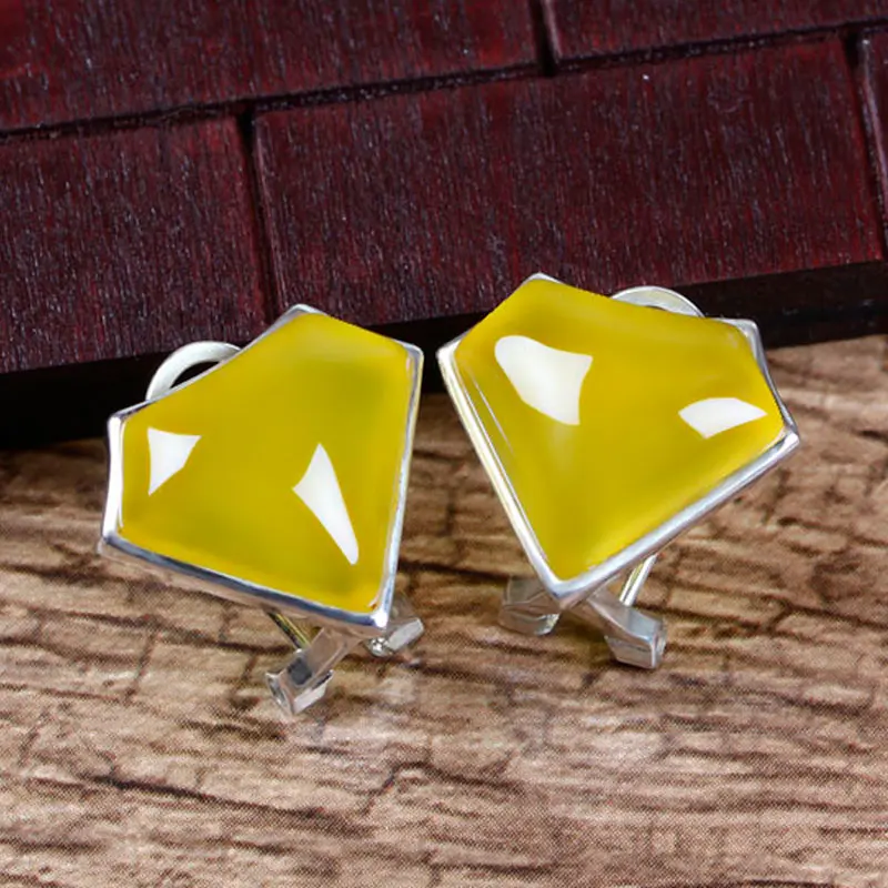 Женские серьги Клипсы из серебра 100% пробы с натуральным драгоценным