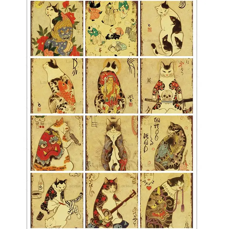 

Металлический жестяной знак кошки в японском стиле, милая пластина с мультяшными животными, винтажная металлическая картина, таблички, нас...