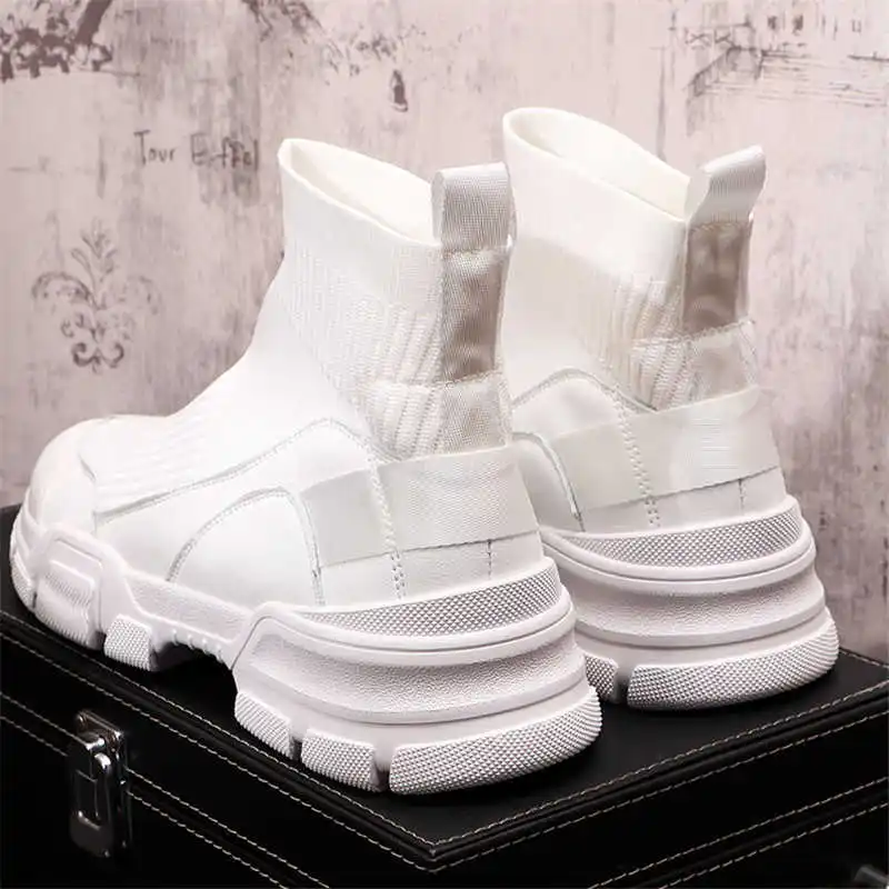 Jual Sepatu Kaus Kaki Rajutan Pria Fashion Sepatu Sneakers Sol Tebal Sepatu Kasual Jaring Sepatu Penambah Tinggi Sepatu Bot Pergelangan Kaki Zapatillas Hombre