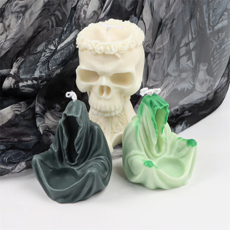 

Gothic Terror Skull Silicone Soy Wax Candle Mold Home Halloween Death Resin Decorate DIY Party Atmosphere Gift Wizard Soap Mould