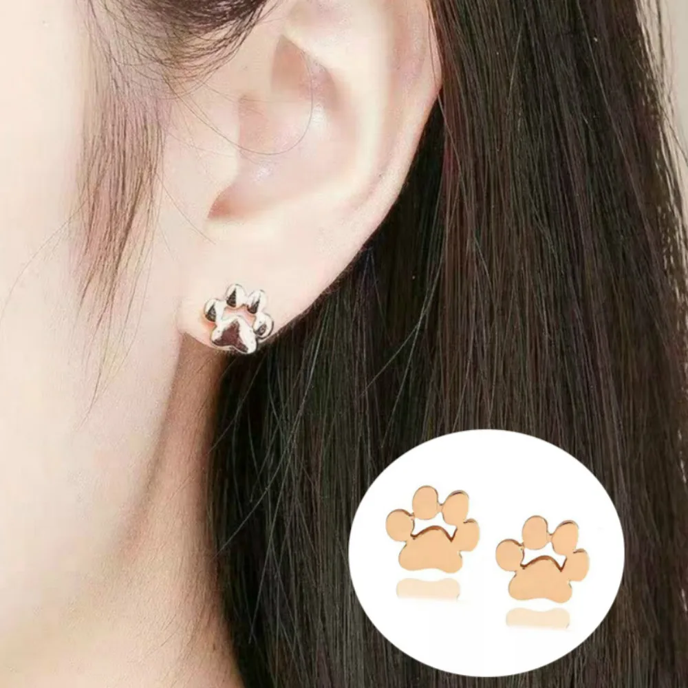 2019 модные простые милые серьги с принтом лап для женщин гвоздики в виде кошек и
