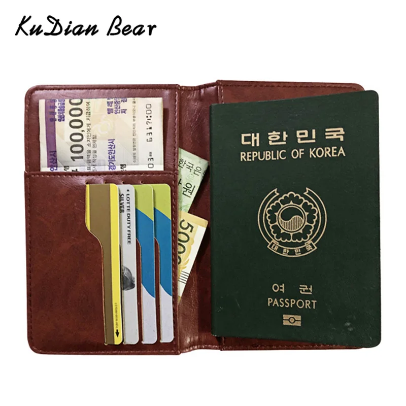 Чехол для паспорта KUDIAN BEAR кожаный держатель мужской кошелек путешествий