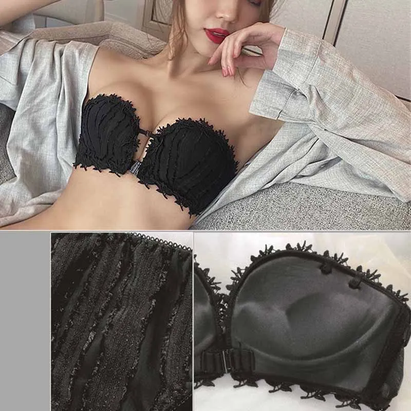 С пряжкой спереди нижнее белье Для женщин без бретелек бюстгальтер косточек из