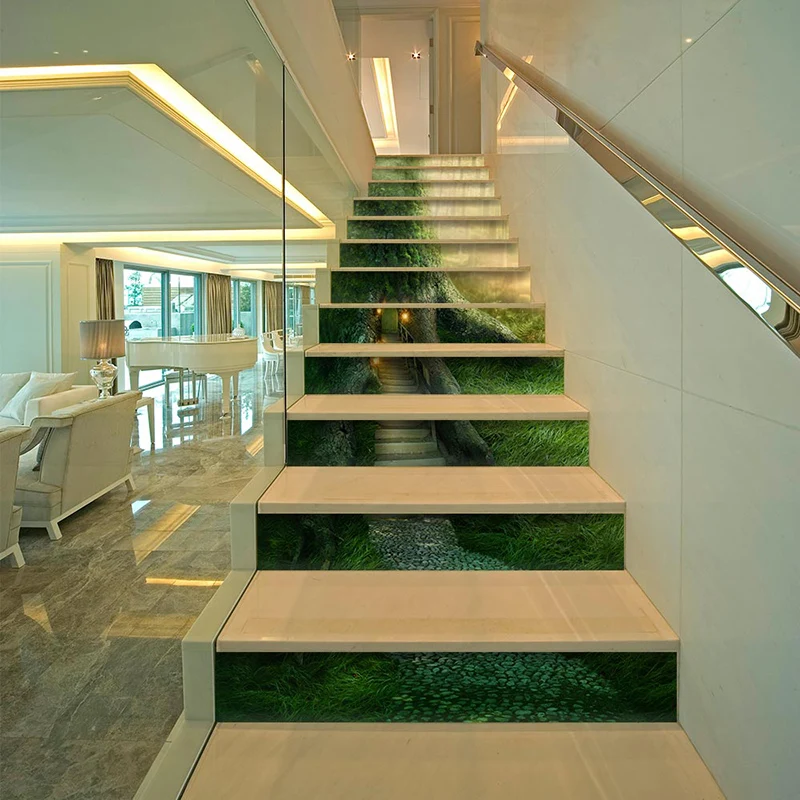 

ПВХ обои джунгли сказочное дерево Пейзаж простые 13 штук DIY наклейки на лестницы, наклейки на ступени, наклейки на стену