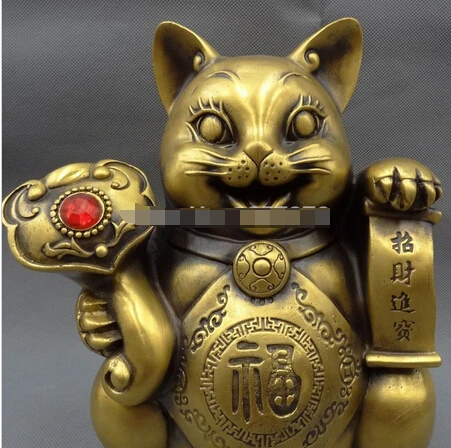 --- 408 + 10 &quotЧистая медь Китай богатство животных Fu RuYi Фортуна статуя кота Moneybox Bank |