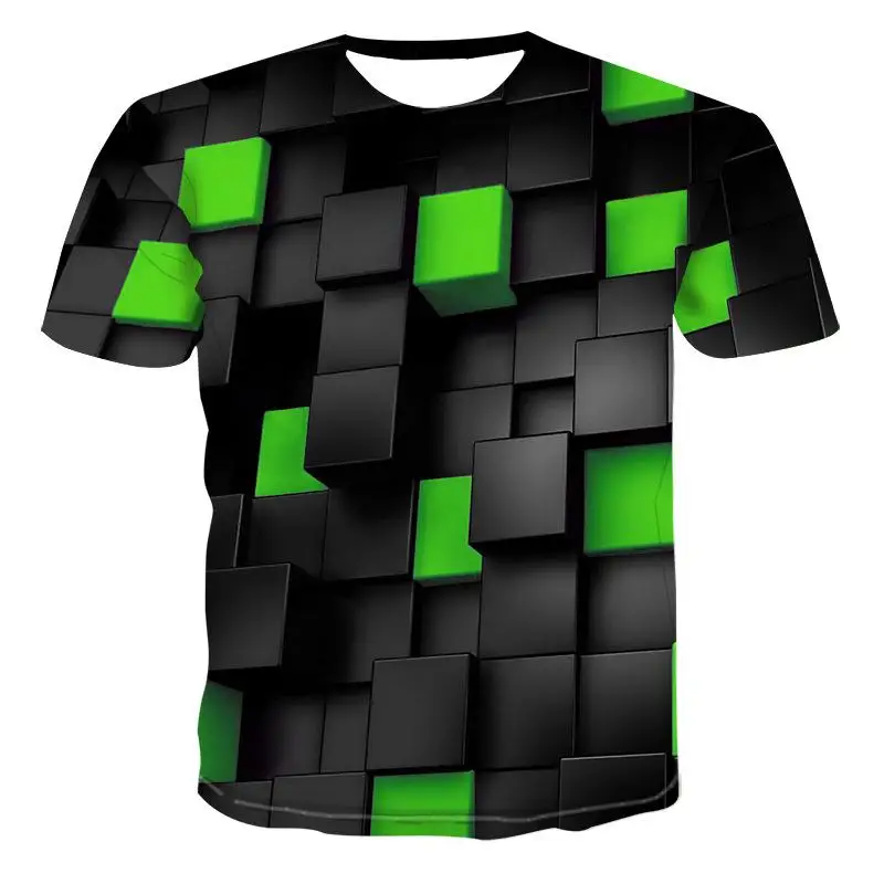 

Male Short Sleeve Slim Fit Tops Tees t Mens Geometric 3D Three-dimensional Pattern Digital Printing T-shirt Summer T-shir