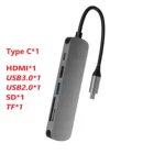 Док-станция USB Type-CHDMI, 6 в 1, 4K, с кардридером 3,0 TF, SD, PD, для MacBook ProAirHuawei Mate