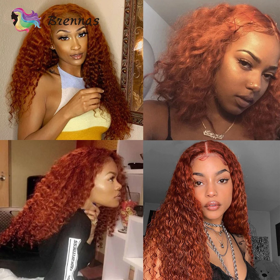 

Orange Color Curly 13*1 part lace Wig Brazilian Human Hair Wigs Curly Wig Baby Hair Glueless Wig Remy Hair For Black Women