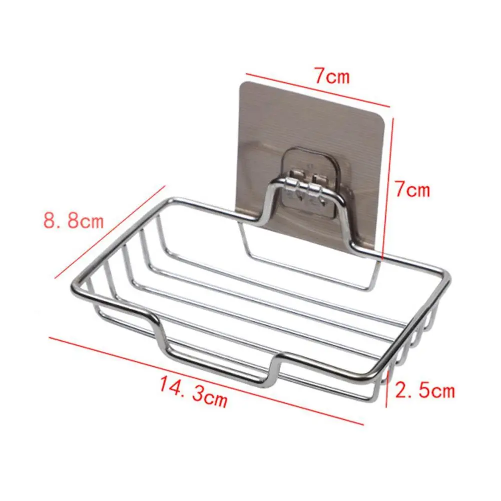 

1PC Creative Drill Free Steel Soap Dish Storage Soap Mounted Wall Storage Rack Rack Bathroom Accessories Holder S0H4