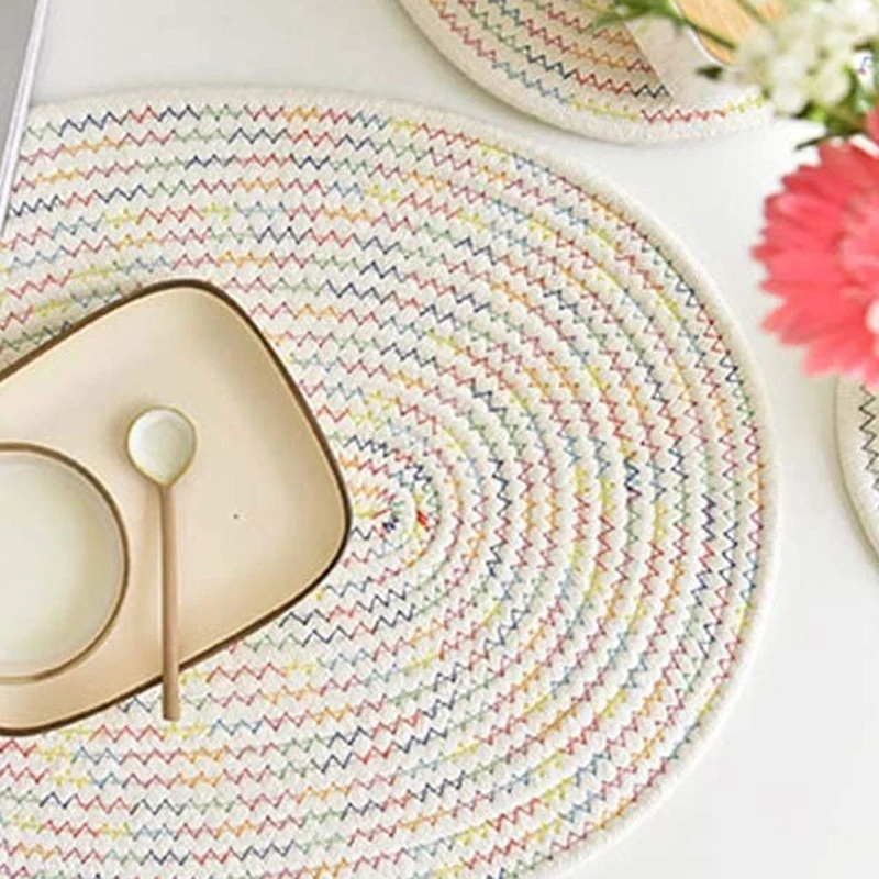 Овальные коврики под тарелки градиентные плетеные для стола термостойкие с