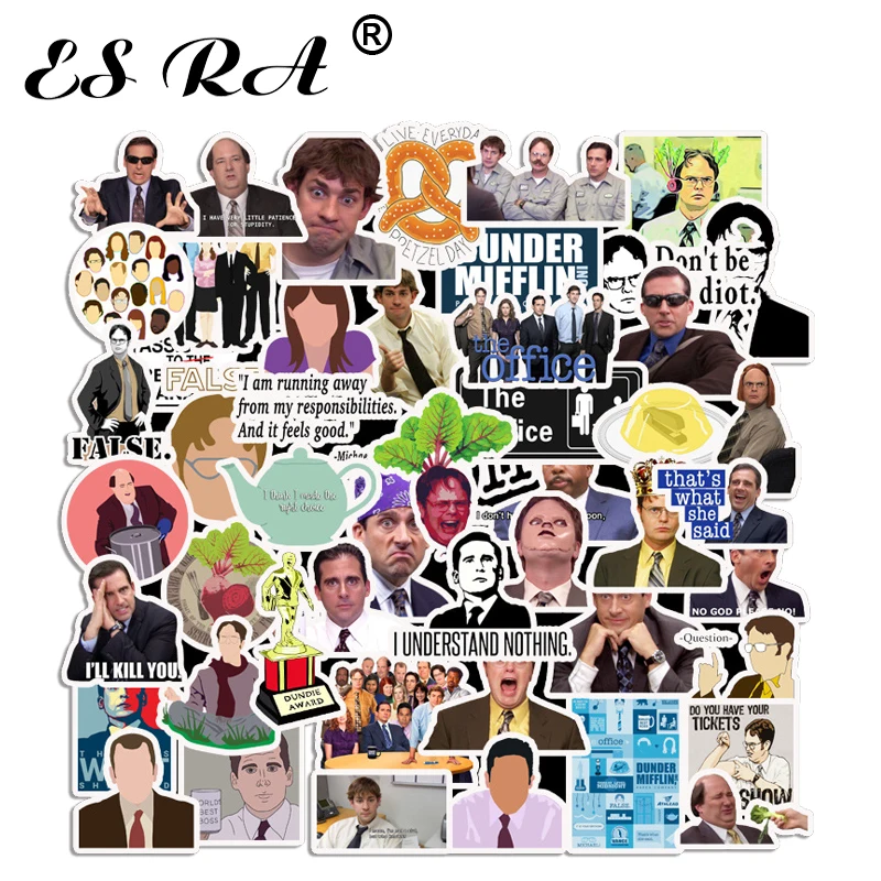 

50 Pcs/Set Stickers Pack US teleplay Sticker The office Laptop Decals Waterproof Suitacase Pegatinas for Pitcher Skateboard