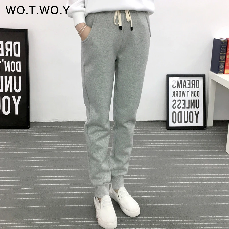 WOTWOY S 3XL толстые зимние штаны из овечьей шерсти Женские повседневные теплые брюки