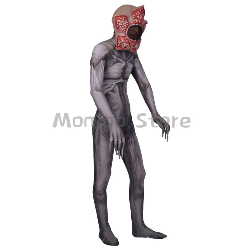 TV Series Stranger Things Demogorgon Cosplay Zentai Halloween Party Costume Bodysuit Adults Kids One-Piece Jumpsuits With Mask
