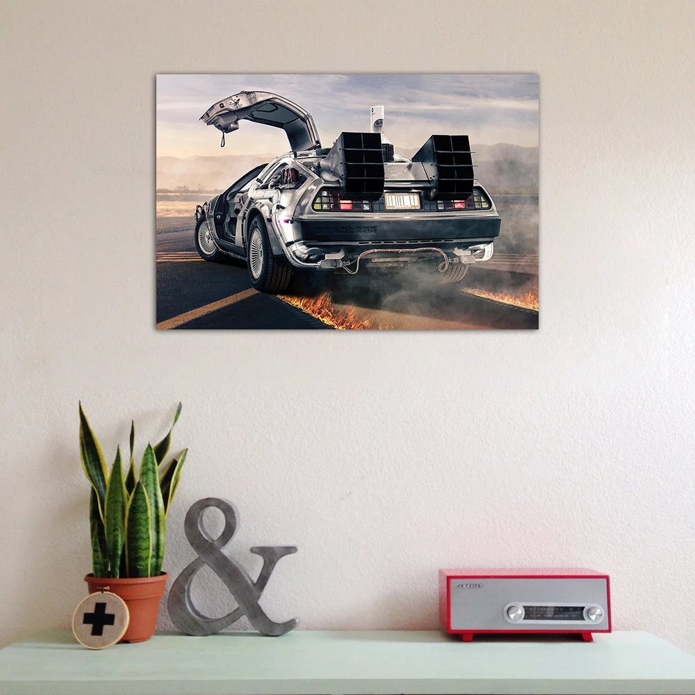 Плакат с изображением автомобиля Назад в будущее DeLorean DMC-12 классическая картина