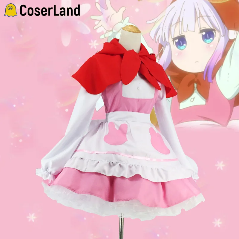 Kanna Kamui костюм для косплея розовый Kawaii Лолита юбка комплект аниме горничной наряд