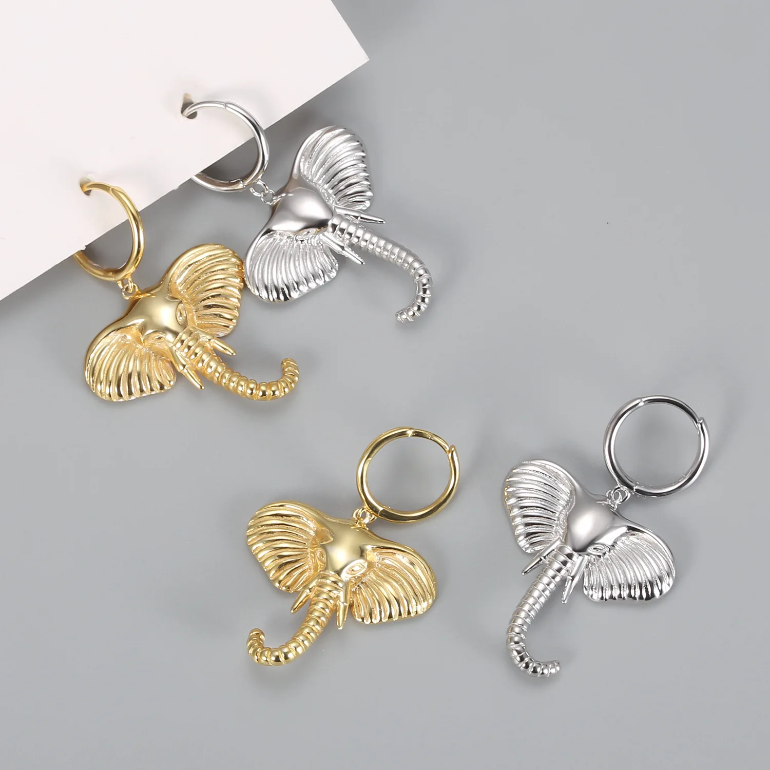 Cute Small Animal Elephant Stainless Steel Ear Buckle Hoop Earrings For Women Female Pendant Earrings 2022 Trend Fashion Jewelry images - 6