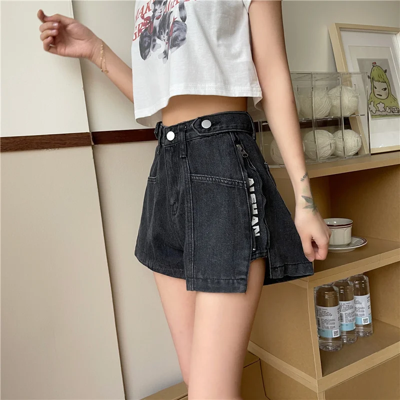 

3 Sizes S-l Fashion Vintage Irregular Cutting Summer Spring Demin High Street New Arrival Women Wide Leg Shorts