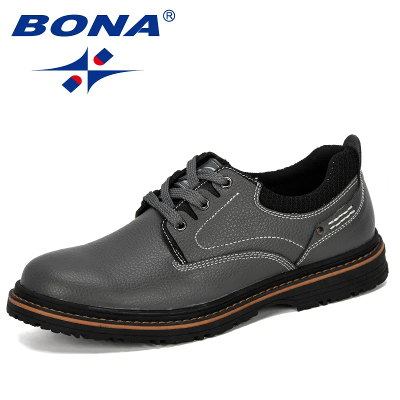 BONA 2019 New Designer Menl Leather Shoes Men Lace Up Formal Work Safety Man Round Toe Office Male Comfortable | Обувь