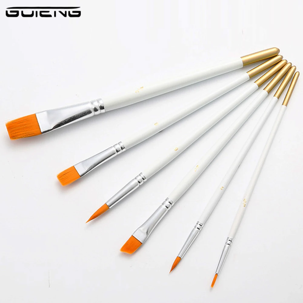 6 шт./компл. Акварельная ручка для рисования гуаши нейлоновая кисть окрашивания