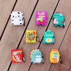 Чехол с 3D рисунком аниме динозавра для AirPods 1 2 Pro Box, симпатичная корова, мультфильм, конфеты, мягкий силиконовый беспроводной Bluetooth наушник, защитный чехол