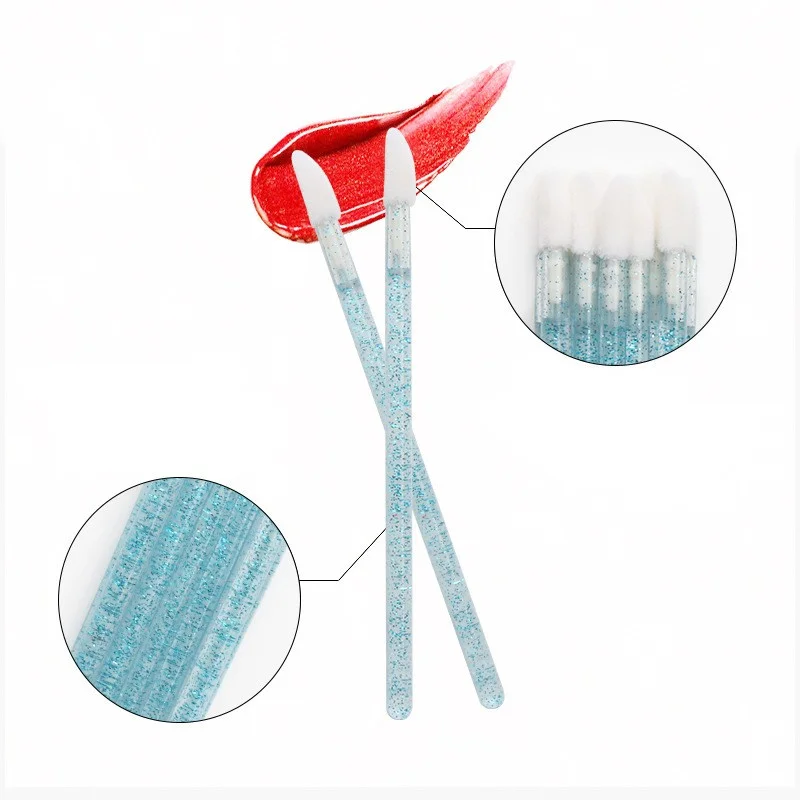 

50PC Disposable Lip Brush Crystal Eyelash Makeup Brush Diamond Handle Mascara Wands Eyelash Extension Tool Make Up Brushes Tools