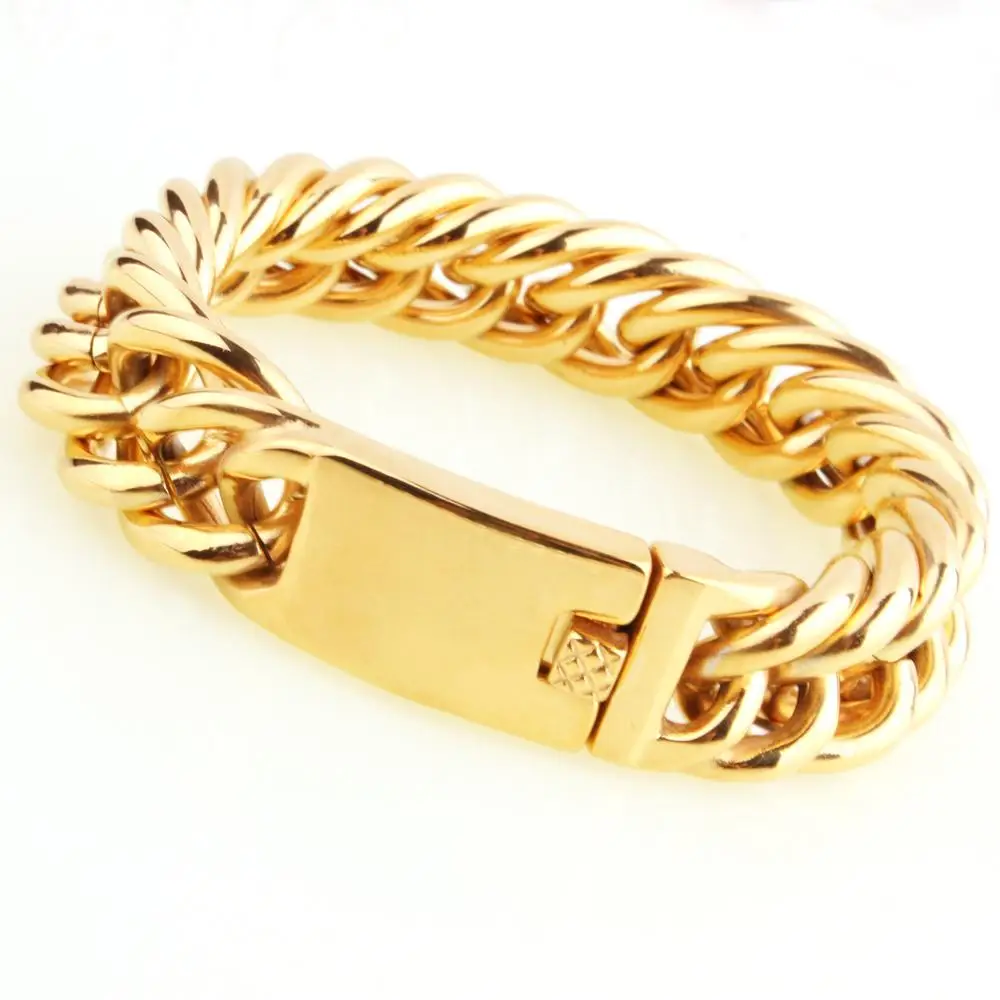 Браслет цепочка мужской из нержавеющей стали с панцирной цепью длиной 22 см цвет