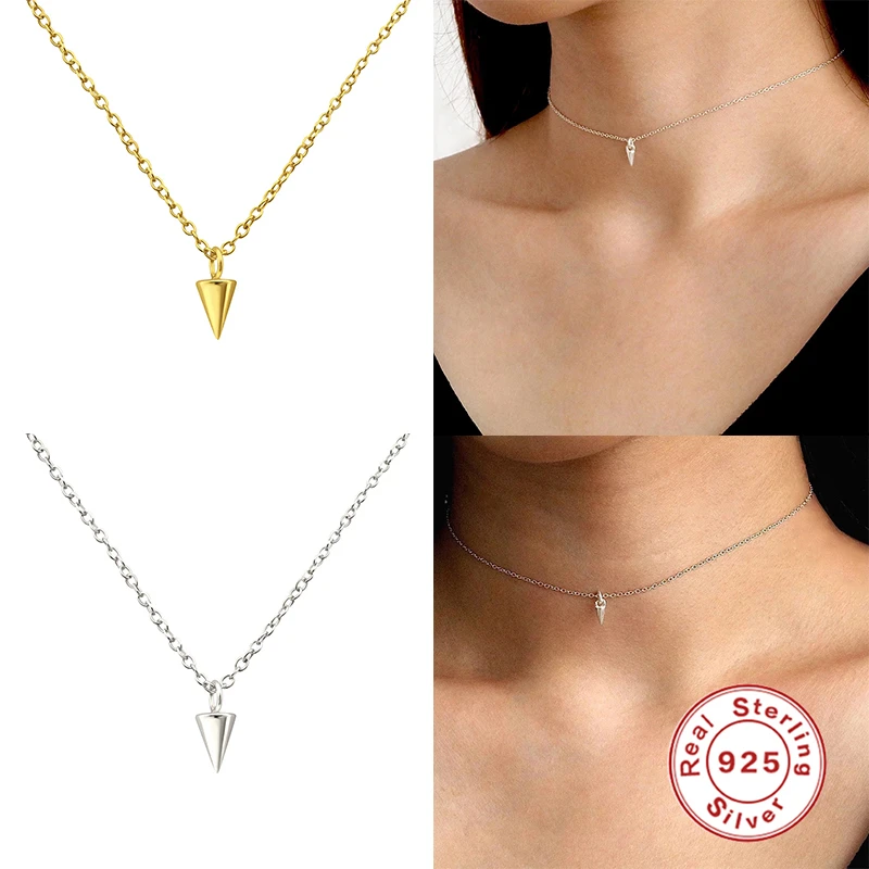 

BOAKO Fashion Rivets Necklace For Women 2020 Silver 925 Jewelry Necklace Charms Chains Fine Jewelry Choker Bijoux Femme #12.1