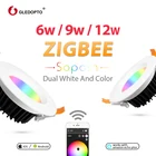 Светодиодный потолочный светильник GLEDOPTO Zigbee ZLL, лампа RGB + CCT для умного дома, водонепроницаемая лампа направленного света с дистанционным управлением, работает с Alexa Echo Plus, 6 Вт, 9 Вт, 12 Вт