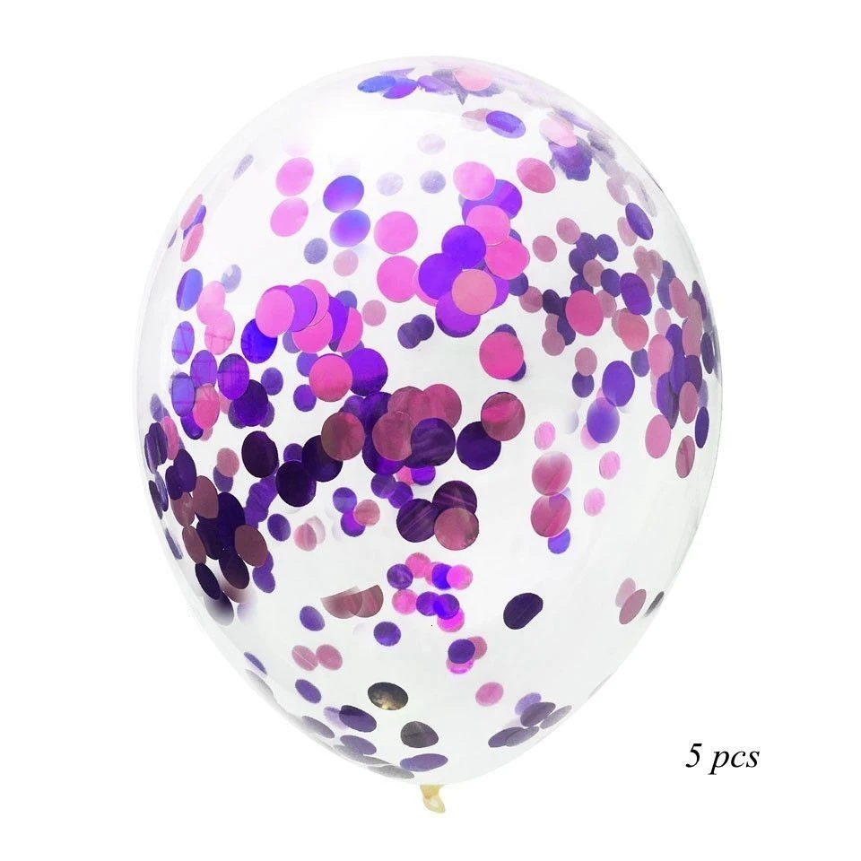 Purple Rose Red 5 шт. 12 дюймов многоцветный воздушный шар "Конфетти" фольгированный шар Свадебная вечеринка украшение утолщение груша шары украшения на день рождения - Цвет: Purple Rose Red