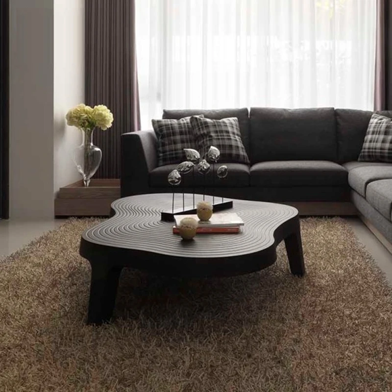 Черный деревянный узор нордический лак чайный стол необычная творческая модель