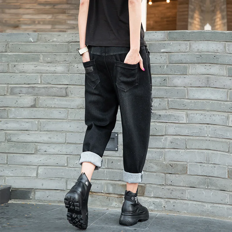 Женские винтажные джинсовые брюки Harajuku в готическом стиле|Прямые джинсы| |