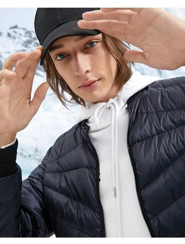 JackJones Для мужчин зимняя куртка Бейсбольным воротником короткая теплая куртка-пуховик 218412507