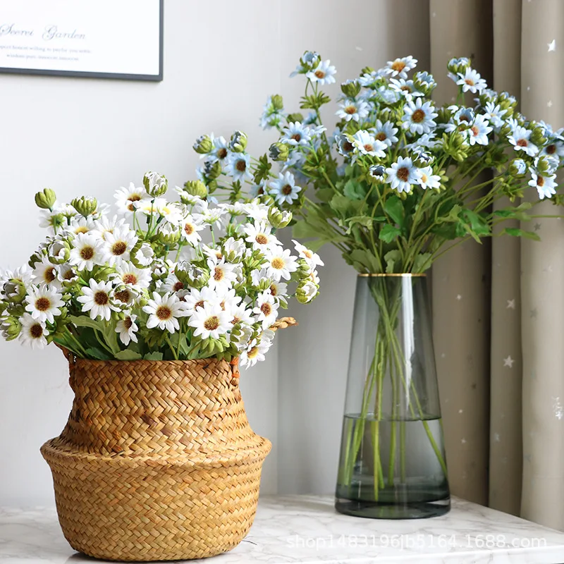 

52cm Silk Daisy Artificial Flowers Long Branch Bouquet For Home X'mas Wedding Garden Decoration Plastic Fake Flower Accessories