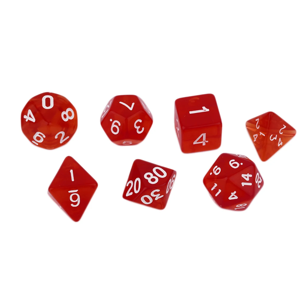 Горячие прозрачные яркие красные цветные кости 7 шт./компл. 3 комплекта