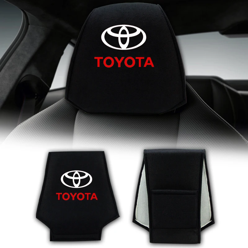 

1pcs Lint Material Car Seat Headrest Cover Headrest Towel With Logo for Toyota C-hr Prado Rav4 Yaris Hilux Prius Avensis Corolla