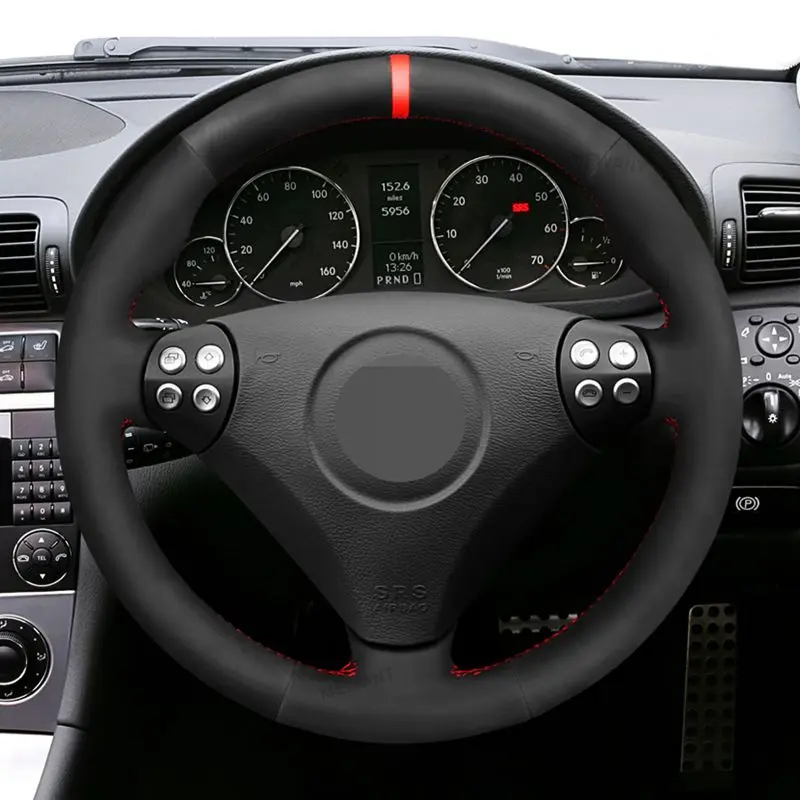 

Hand Sew Black Suede Car Steering Wheel Cover For Mercedes-Benz W170 W171 SLK-Class SLK 2004-2008 C230