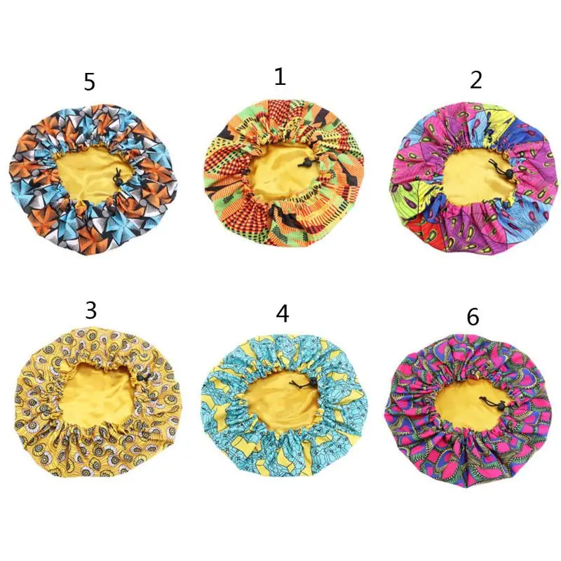 

Kids African Print Satin Bonnet Night Sleep Cap Turban Hat Beanie Chemo Cap L41D
