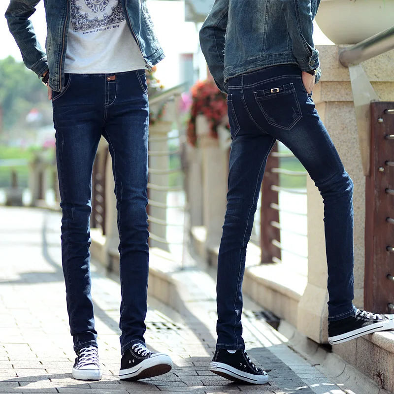 

2021 2020 Spring Autumn Man's youth Denim Cowboy elastic waist jeans men feet students men's trousers pencil pants
