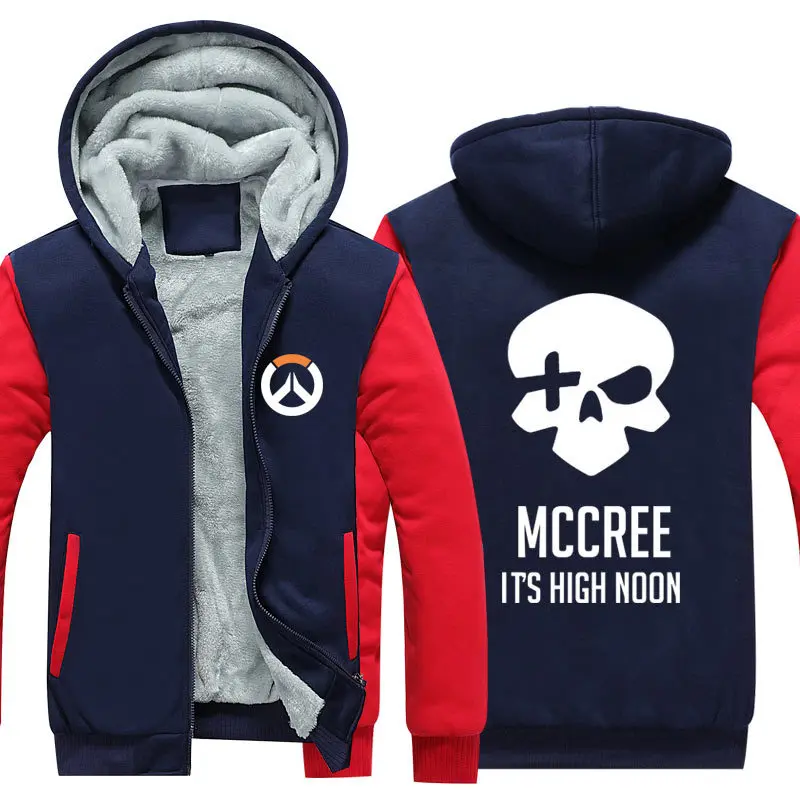Blue and Red 6 Dva OW Overwatch Mercy Mei зимняя куртка на молнии из плотного флиса уличная Толстовка Спортивная толстовка с капюшоном костюм для косплея - Цвет: Blue and Red 6