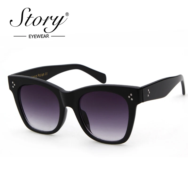 Очки солнцезащитные женские квадратные с заклепками и плоским верхом |