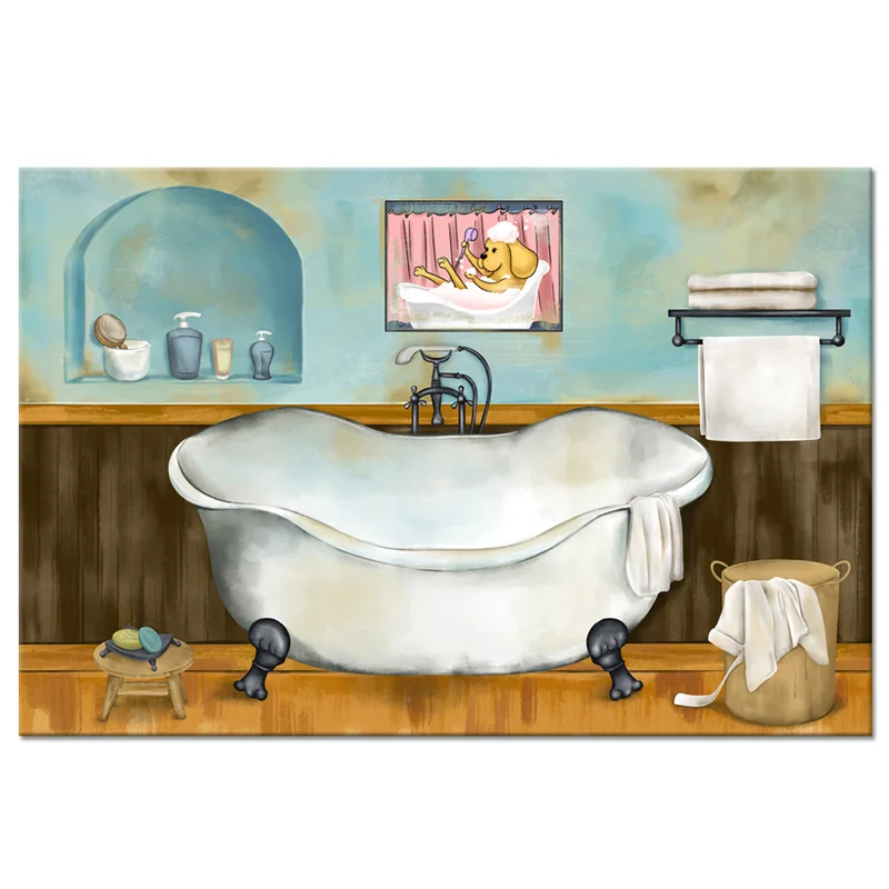 Декор в деревенском стиле для ванной большие холщовые плакаты и принты синие