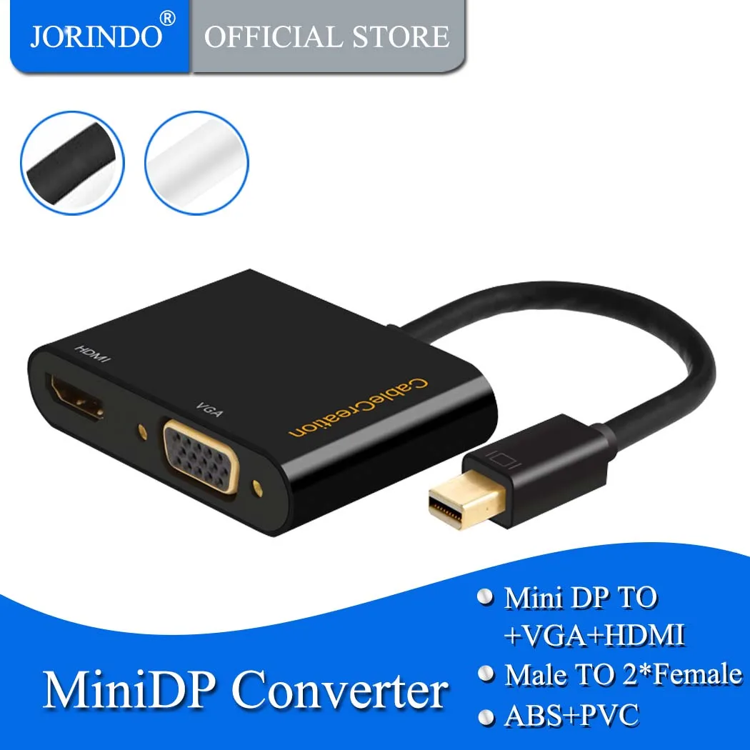Адаптер Mini DisplayPort HDMI VGA jorinдо 2 в 1 DP (Thunderbolt) конвертер совместимый с MacBook Surface Pro| |