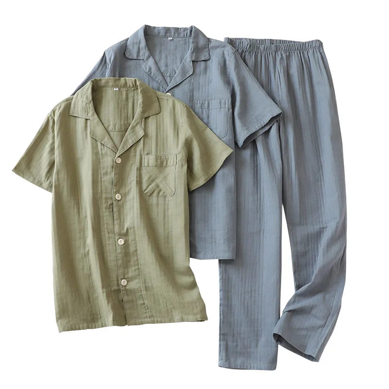 Летний кардиган и штаны мужской пижамный комплект из 2 предметов удобная