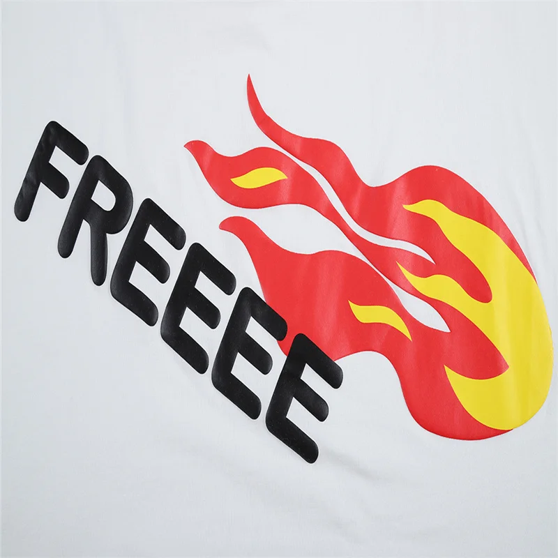 2021 New Spring Summer Quality CPFM T-Shirt Kanye Same Flame Funny Loose Men's And Women's Short Sleeves | Мужская одежда