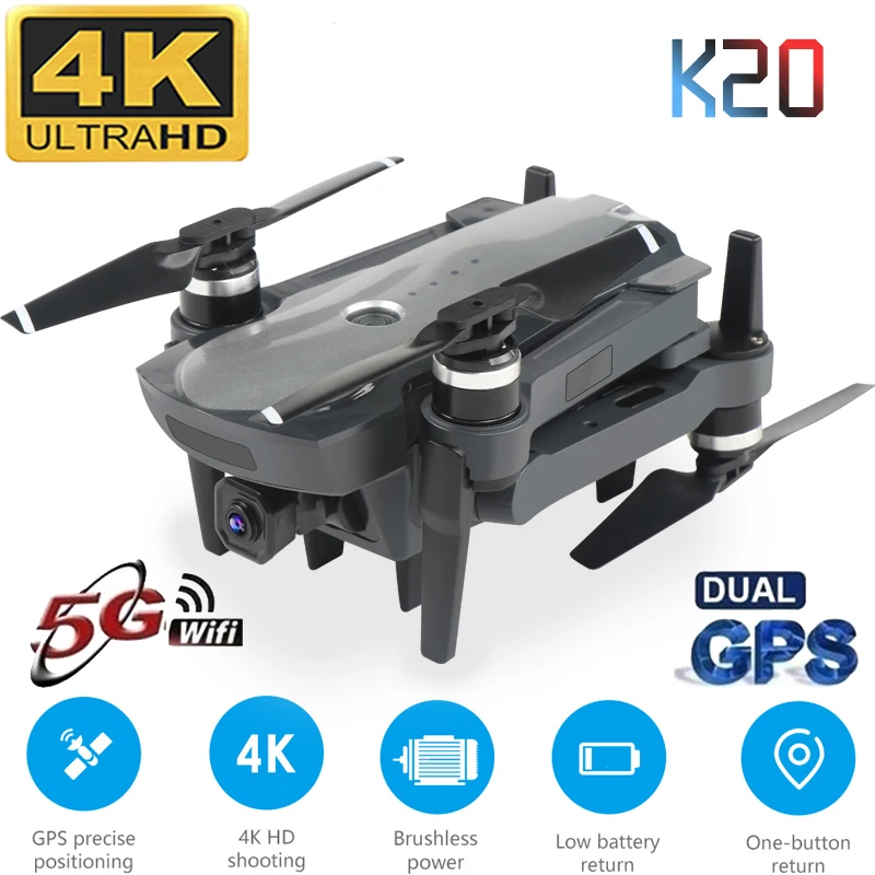 Новый Дрон K20 с бесщеточным Мотором 5G GPS 4K HD Двойная камера Профессиональный
