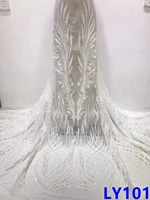 new woman green sequins tulle lace 2021 popular sequins mesh lace fabric for party wedding dress woman 5 yards ly101