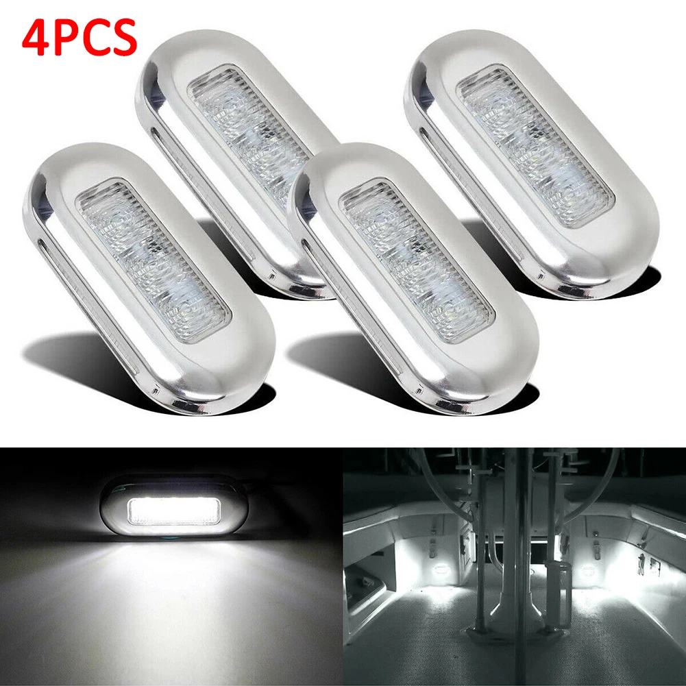 

4PCS 12V 3 LED Boat Stair Deck Side Marker Light Indicator Turn Signal Lighting Courtesy Lights Marine Boat Accessory Taillights