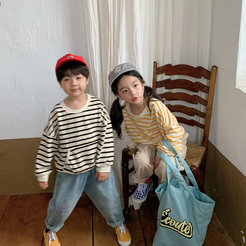

2021 Children's Autumn New T-shirt Boys and Girls Round Neck Long Sleeve Top Fall Boutique Outfits Baby Girl Kid Clothes