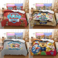 paw patrol 3d printed bedding set children cartoon quilt cover pillowcase pattern double bed set polyester soft no cotton