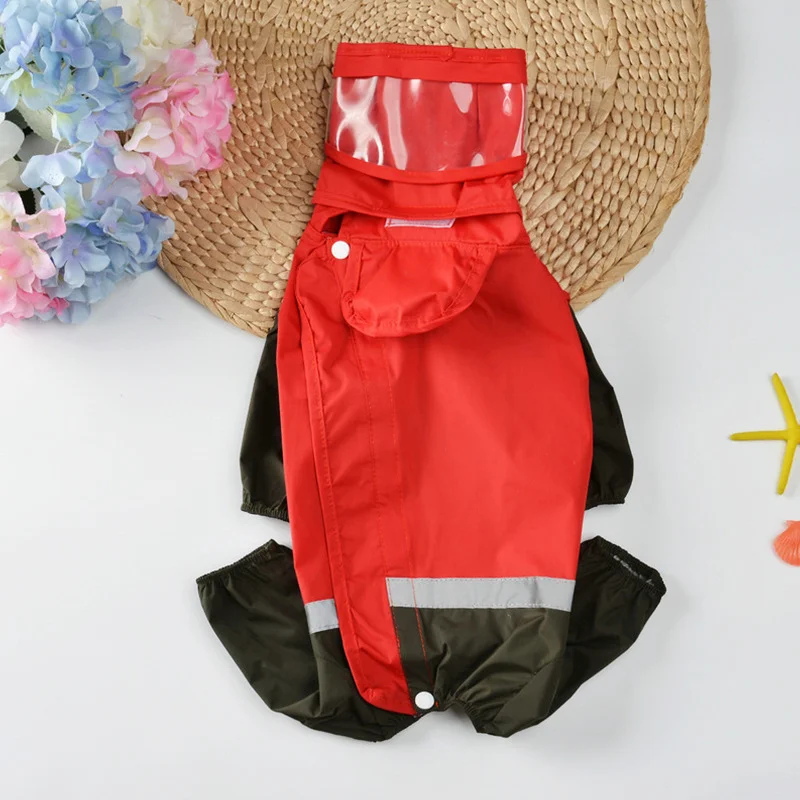 Dog Raincoat Pet Clothes Waterproof Clothing for Dog Rain Jacket Jumpsuit Rainwear Schnauzer Poodle Bichon Pug Corgi Clothing - Цвет: Красный